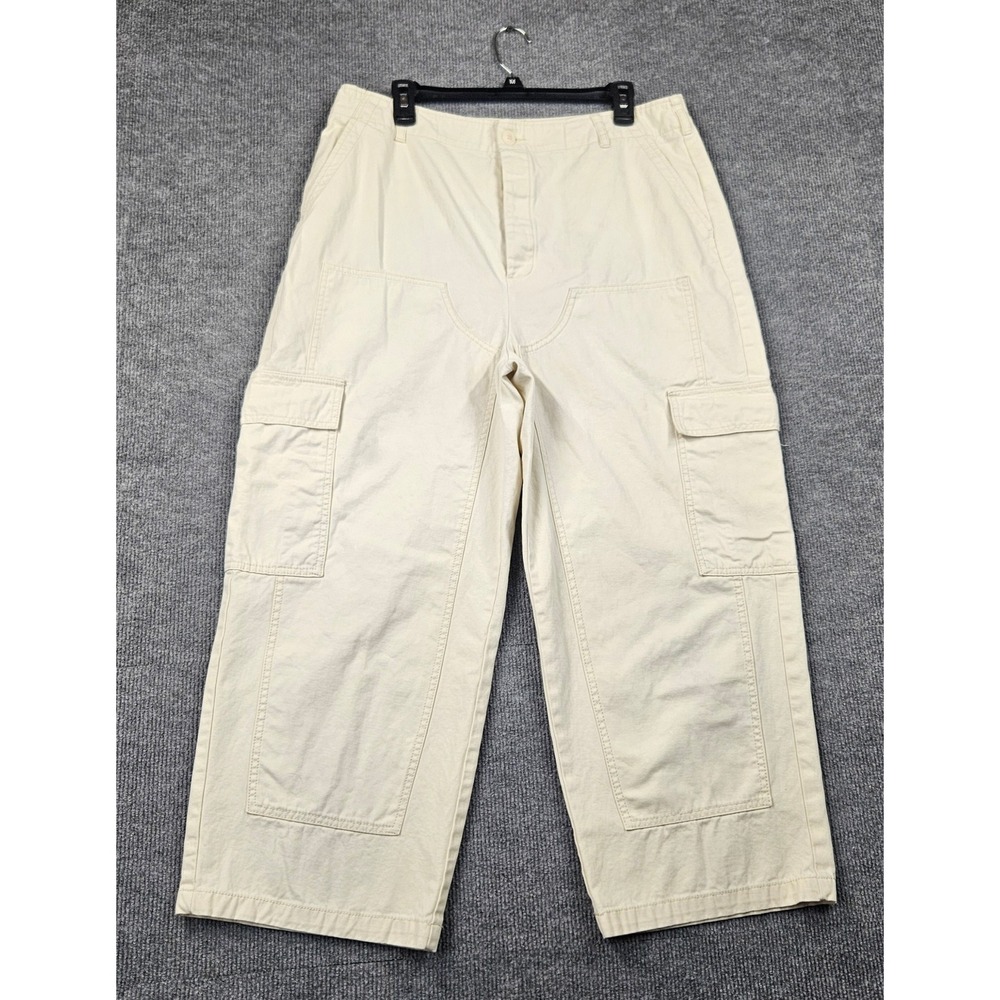 Universal Thread Womens Cream High Rise Wide Leg Cargo Pants Size 14 Utility